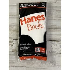 Vintage Hanes Briefs 3 Pack Cotton White Size 40 Men 1996 New Old Stock Sealed